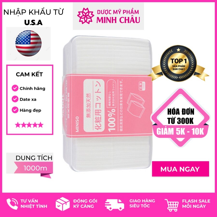 Bông tẩy trang miếng Miniso 1000 miếng
