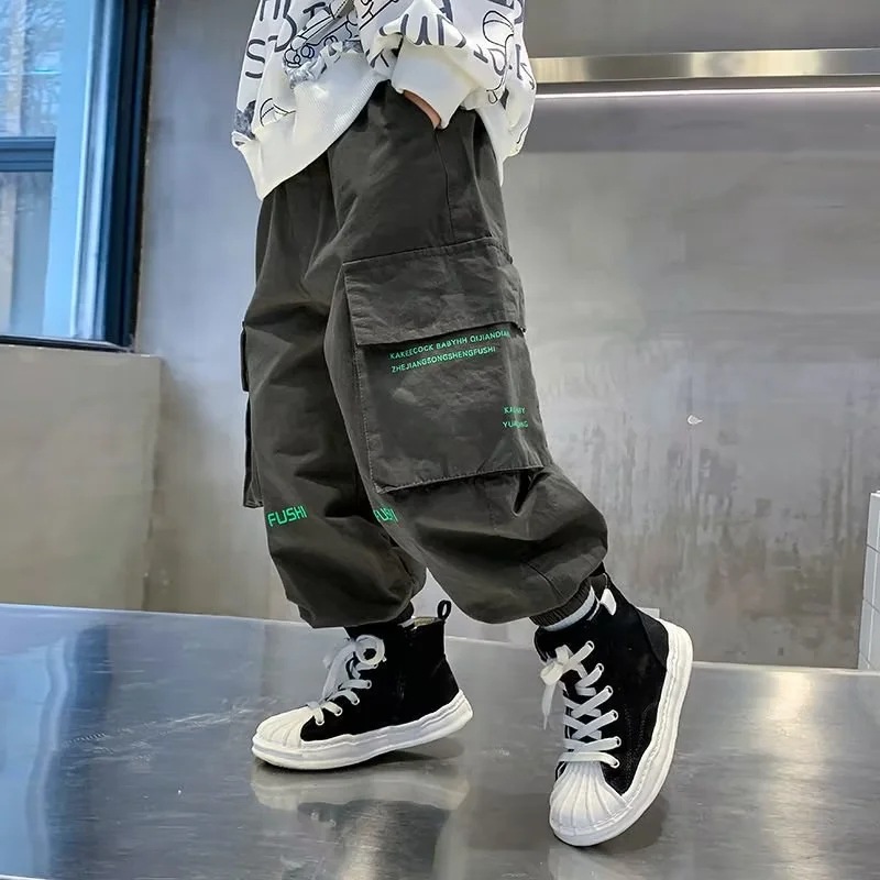 IP Boy's pants casual pants Handsome cargo pants baggy sweatpants