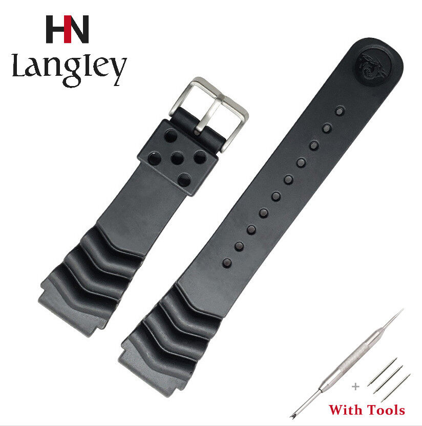 18mm 20mm 22mm Universal Strap Diver Rubber Watchband Black Soft Silicone Replacement Wrist Strap Bracelet With Spring Bars Tool Set For Seiko Watch
