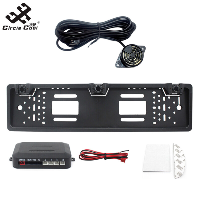 Circle Cool Eu Europe Car License Plate Frame Car Parking Sensor Kit
