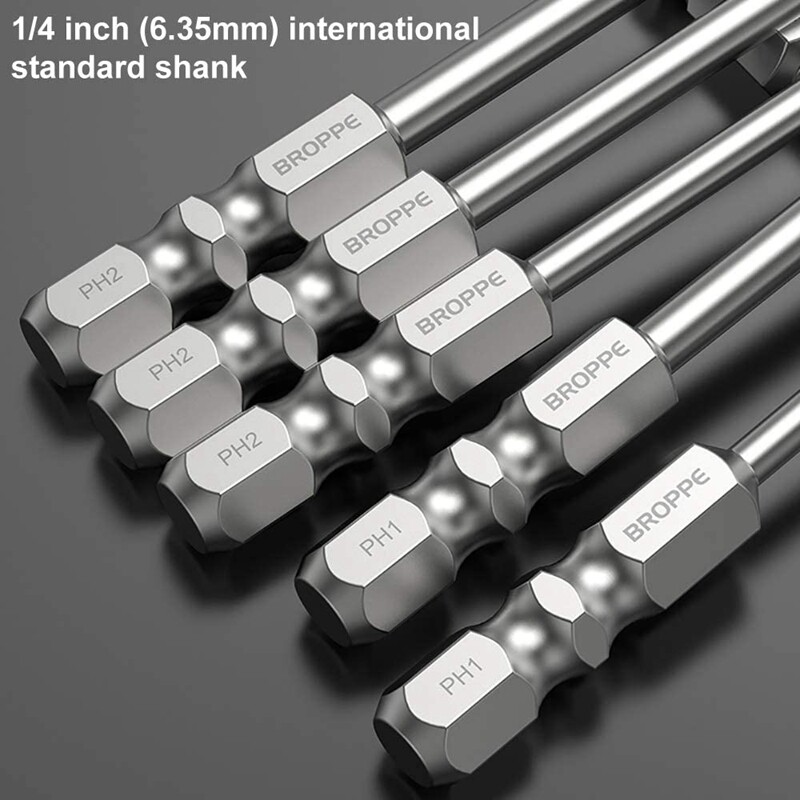 Broppe 8 Pcs Impact Phillips Screwdriver Bit Set High Torque Cross Screwdriver Bit S2 with Magnetic Screwdriver Bits