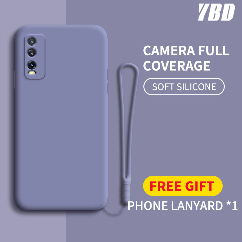 Ốp Lưng YBD Cho Vivo Vỏ Bảo Vệ Lỗ Camera Chính Xác Y12S Y20S Y20i Y20G Y20A Y20 2021 Y20S G Y12S 2021, Vỏ Silicon Lỏng Mềm Mỏng Ốp Màu Kẹo Có Dây Đeo Điện Thoại Miễn Phí
