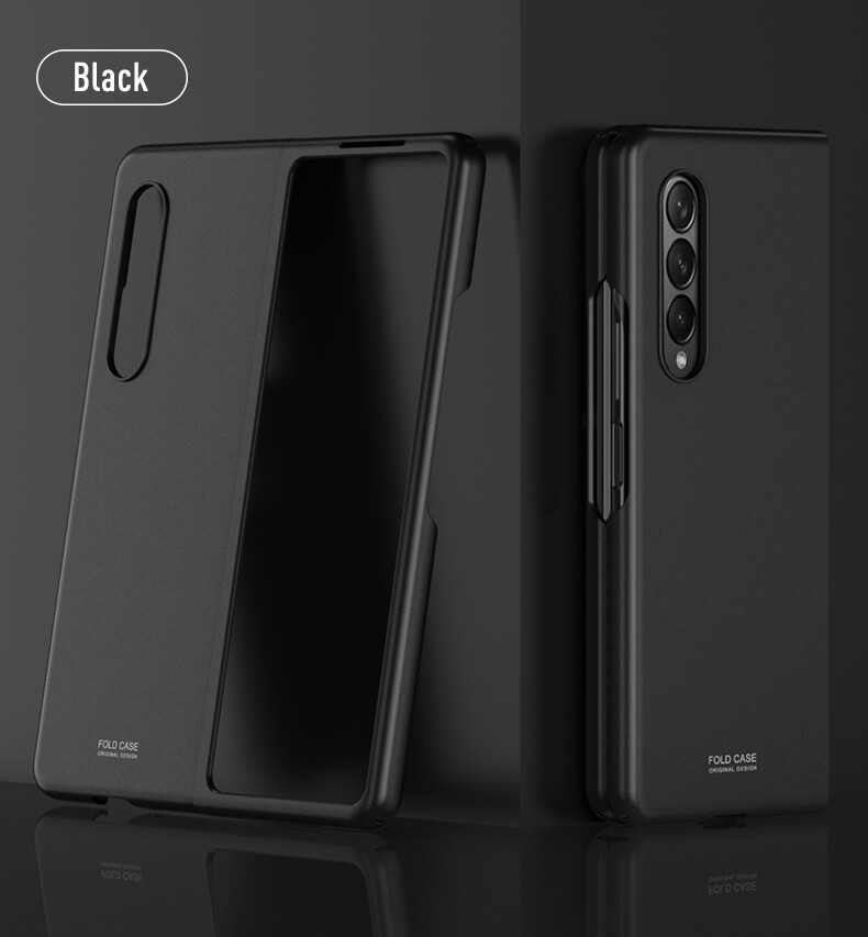 Luxury Ultra Thin Phone Case for Samsung Galaxy Z Fold 3 5G Case Carbon Fiber Leather Cover for Samsung Fold3 Case Full Protector Capa for Samsung  Z Fold3 5G Case Matte Hard Plastic Slim Phone Case