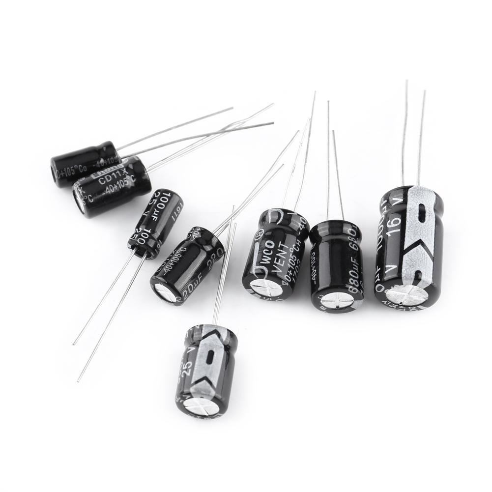 500pcs 24 Values Aluminum Electrolytic Capacitor Assorted Kit 10V~50V 0.1uF to 1000uF