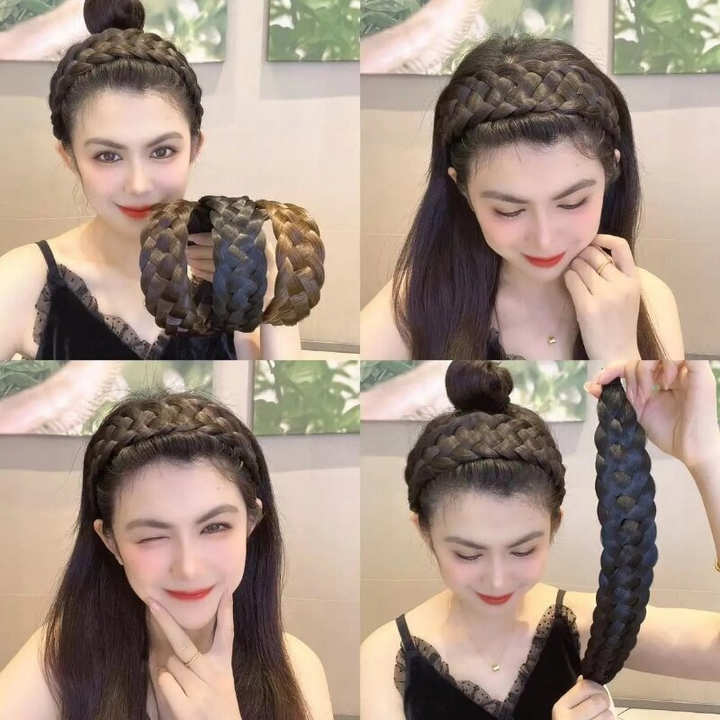 Tóc Giả Rộng Vành Mới Băng Đô Tết Tóc Giả Bện Xương Cá Băng Đô Bện Rộng Băng Đô Bện Rộng Dày Tóc Giả