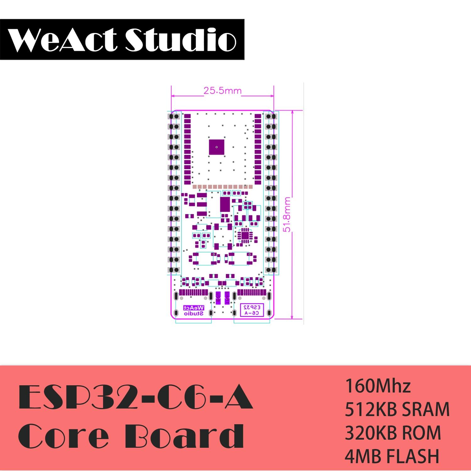 2 Weact ESP32-C6 Development Board ESP32-C6 Minimum Board ESP32 Core Board RISC-V Espressif Iot 6 Bluetooth Zigbee