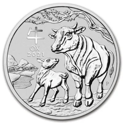 2021 Perth Mint Australia Lunar Ox 1/2 oz .9999 Silver Coin BU (Series III) 1/2oz 0.5oz 0.5 oz