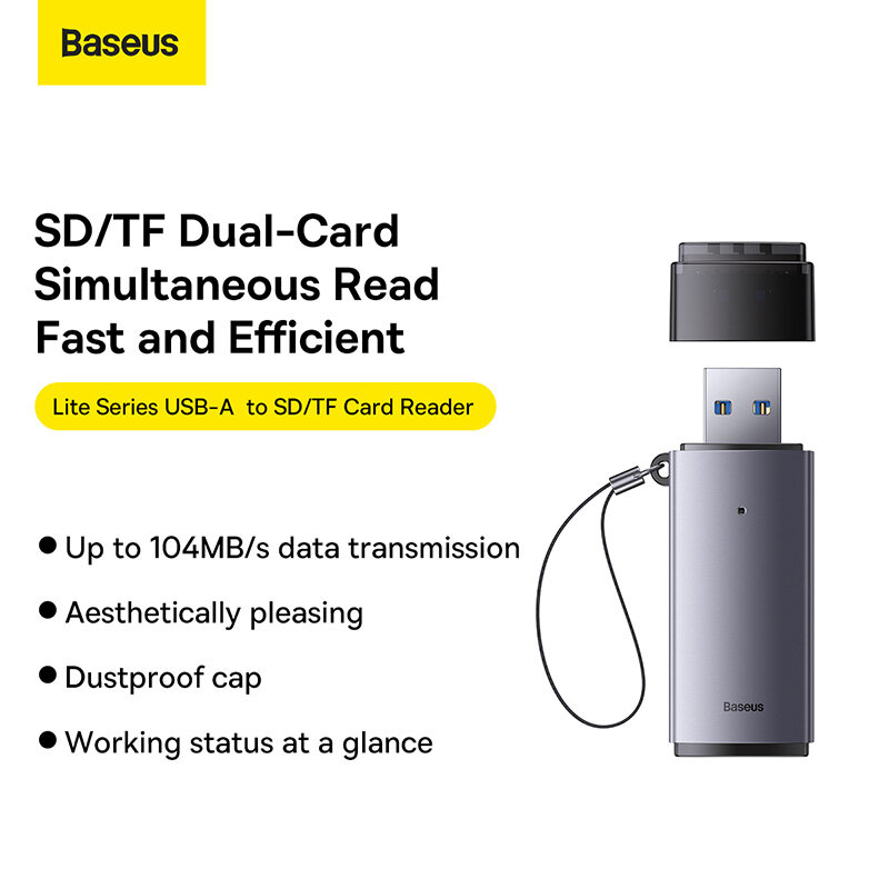 Baseus Đầu Đọc Thẻ Đầu Đọc Thẻ TF Type C USB 3.0 Sang SD Cho Máy Tính Xách Tay Phụ Kiện Đầu Đọc Thẻ Thông Minh Bộ Chuyển Đổi Thẻ Nhớ Chống Thất Lạc