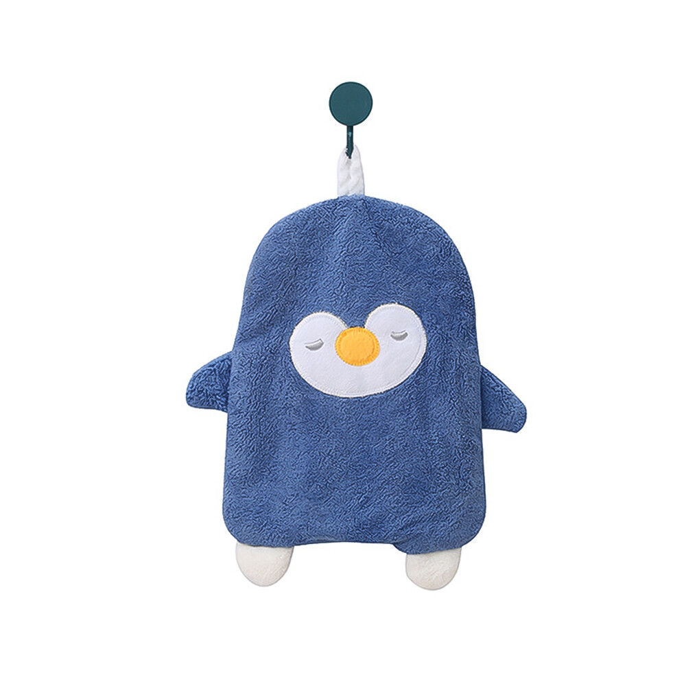 Cartoon Cute Penguin Hanging Type Towel Multi-Purpose Home Kitchen Bathroom Absorbent Wipe Hand Towel Soft Coral Velvet