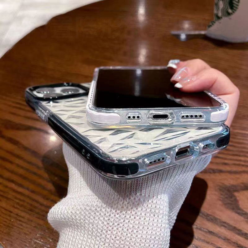 Simple White Pink Black Diamond Pattern Soft Case iPhone 14 14Pro 14Plus 14Promax 13 13pro 13promax 12 12pro 12promax 11 11pro 11promax 6 6S 6Plus 6SPlus 7 7Plus 8 8Plus X XS XR XSmax SE 2020 Phone Cover Casing