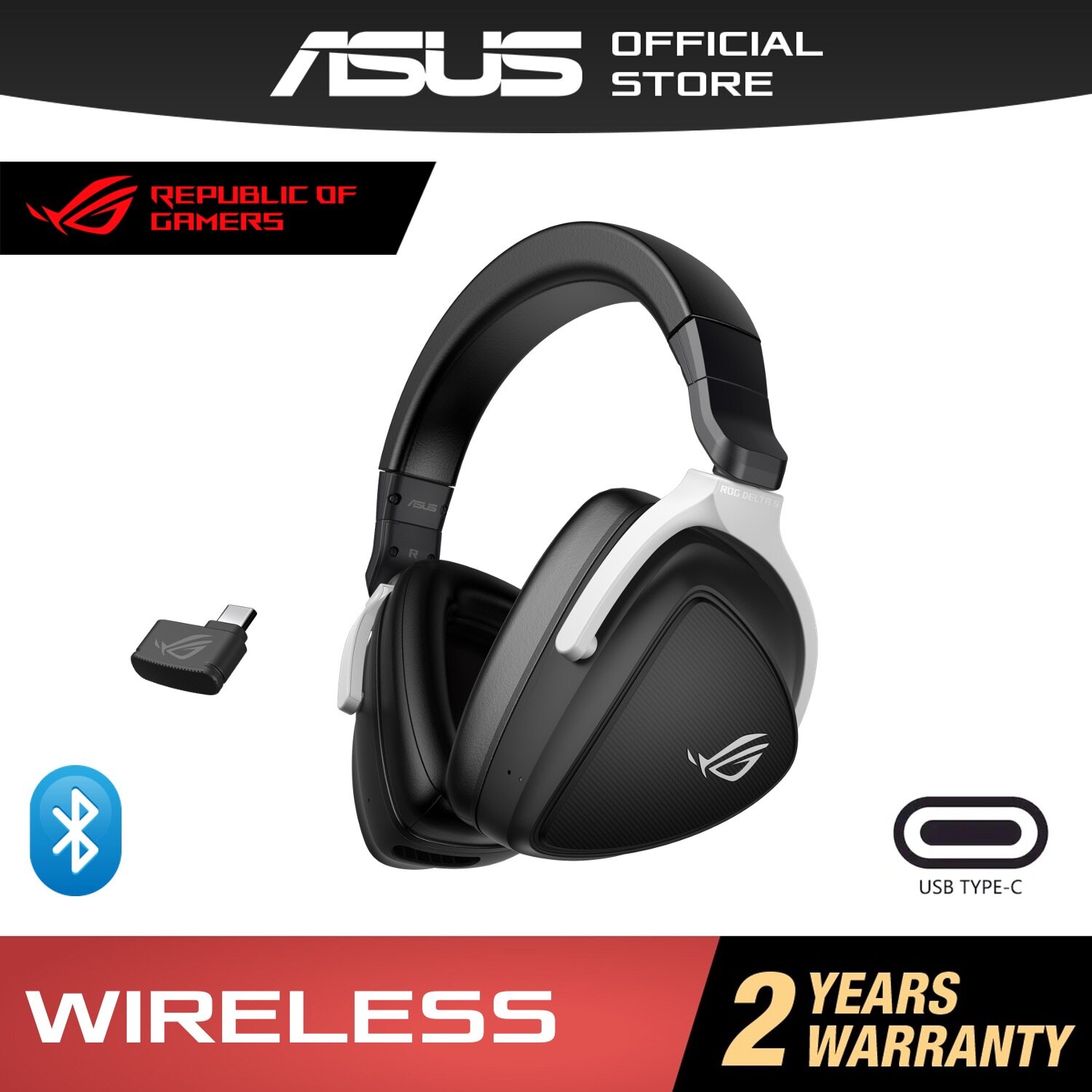 ASUS ROG Delta S Wireless Gaming Headset USB-C Dongle or Bluetooth