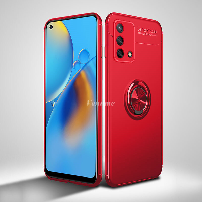 Vantime cho OPPO A95 A74 4G 360 ° Xoay vòng kim loại Chân đế bằng silicon mềm Vỏ chống va đập Mỏng mờ
