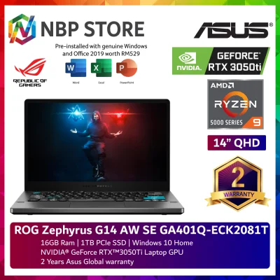 Asus ROG Zephyrus G14 AW SE GA401Q-ECK2081TS 14'' QHD Gaming Laptop Grey ( Ryzen 9 5900HS, 16GB, 1TB SSD, RTX 3050Ti, W10, HS )