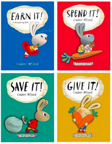 [Hardcopy Softcover] Money Bunny Book Set: Earn It, Spend It, Save It & Give It (4 books) Money Bunny series Financial Literacy Knowledge for Kids by Cinders Mcleod Malaysia