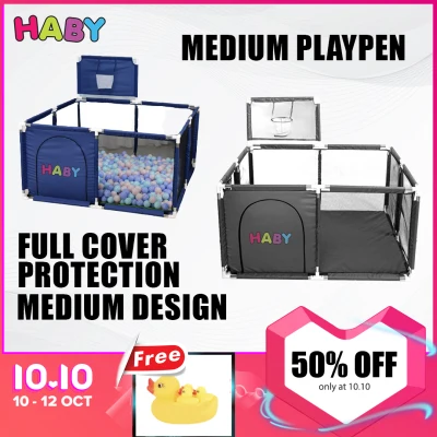 HABY Baby Guard Rail Kids Safety Play Fence With Basketball Loop Foldable Playpen Playard