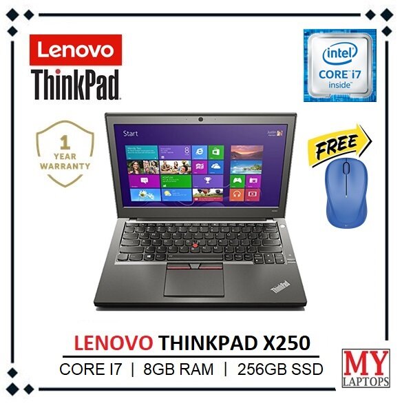Lenovo Thinkpad X250 Core I7 5th Gen 8gb Ram 256gb Ssd Ultrabook Slim 12 5 Inch Dual Battery Windows 10 Pro 1 Year Warranty Malaysia