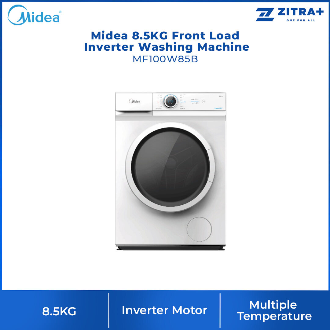 Midea 8.5KG Front Load Inverter Washing Machine MF100W85B 90 Degree