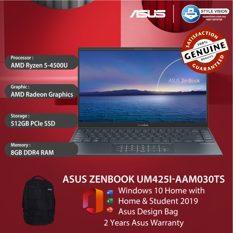 ASUS ZENBOOK UM425I-AAM030TS ( AMD R5-4500U | 8GB DDR4 | 512GB M.2 SSD | 14.0FHD | W10 | OPI ) Malaysia