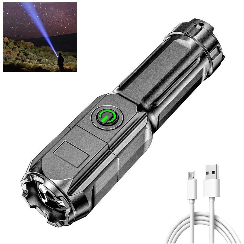 Đèn Pin Cầm Tay Đèn Pin Chiến Thuật Nổi Bật Zoom Công Suất Cao Có Thể Sạc Lại Được Đèn Pin LED Chiếu Sáng Ngoài Trời