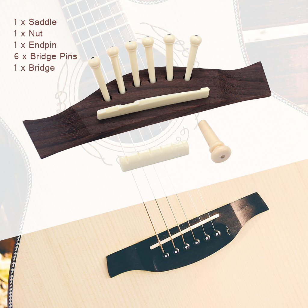 Cây Cầu Gỗ Hồng Mộc Đàn Guitar Dân Gian Baoblade + Chân Cầu Xương Bộ Đai Ốc Yên Ngựa