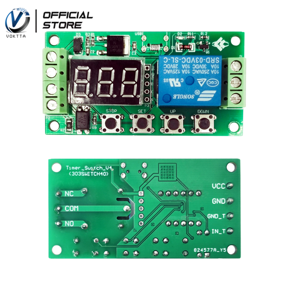 VOKTTA Mô-đun Công Tắc Mạch Rơ Le Thời Gian Trễ Hiển Thị Kỹ Thuật Số LCD 5V-30V Công Tắc Độ Trễ Rơ Le Thời Gian Chu Kỳ Có Thể Điều Chỉnh Tự Làm