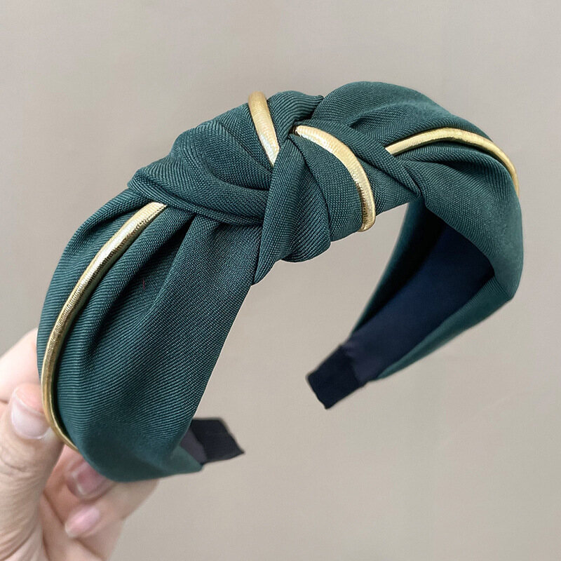 High-grade Striped Gold-rimmed Knotted Knot Wide-brimmed Headband Headband Hair Women Accessories