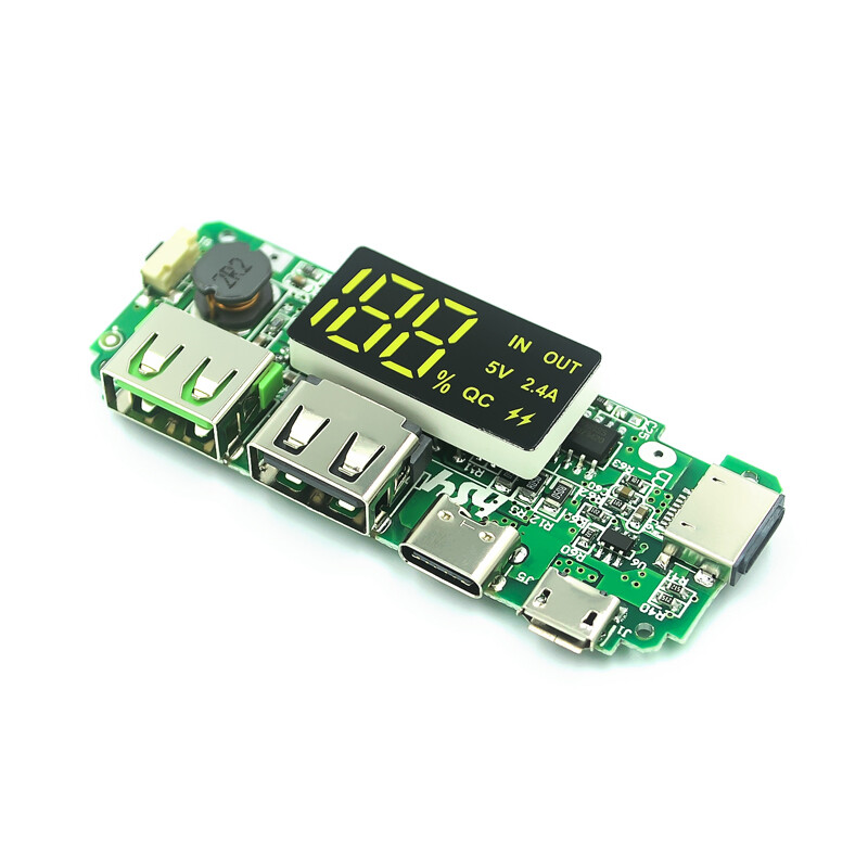 18650 charging module 5v 2.4a led dual usb micro/type-c usb circuit protection charger board