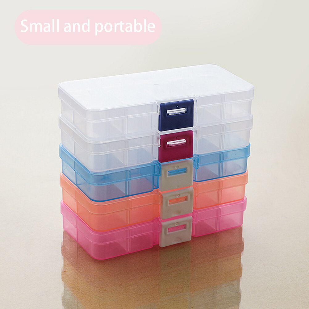 BEAUTYBIGBANG 1PC Storage boxes Slots Adjustable packaging transparent Tool Case Craft Organizer box jewelry accessories