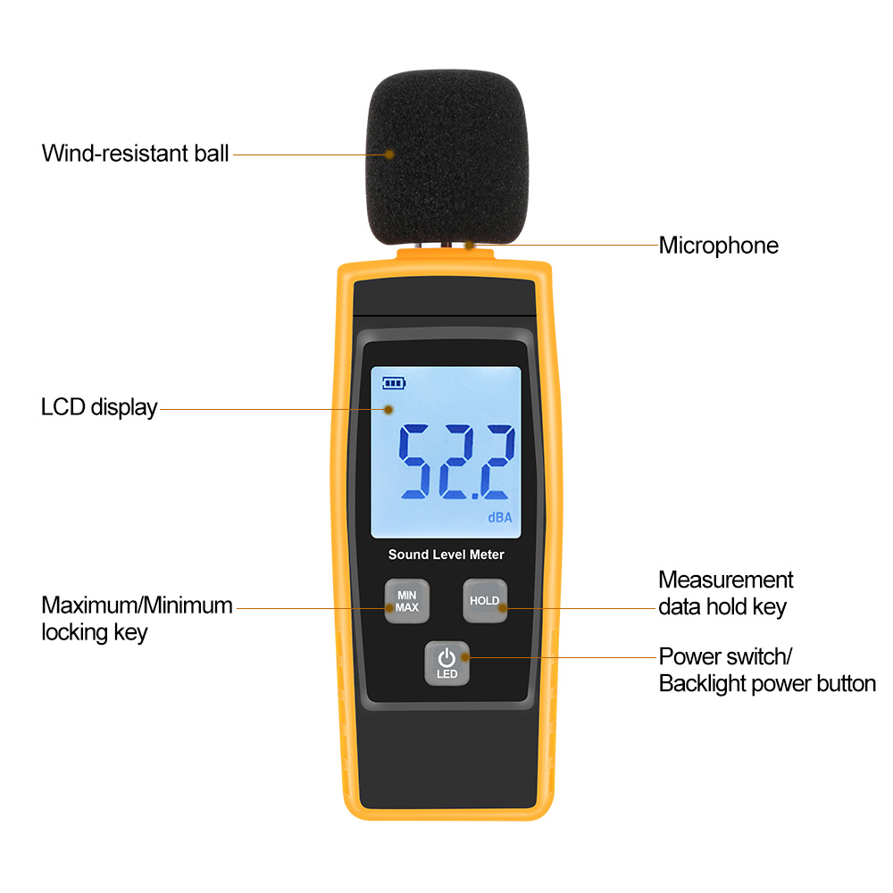 Smart Sensor Máy Đo Mức Âm Thanh Kỹ Thuật Số LCD Dụng Cụ Đo Âm Lượng Tiếng Ồn 30-130dBA Máy Kiểm Tra Giám Sát Decibel Với Chế Độ Tối Đa/Tối Thiểu/Giữ Dữ Liệu