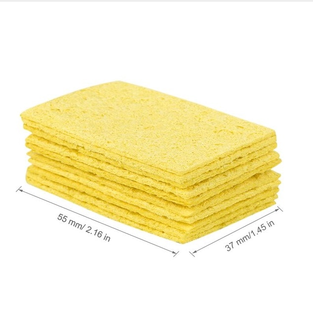 10pcs/lot Cleaner Sponge Soldering Iron Cleaning Yellow Sponge Welding Soldering Iron Tip Cleaner Pads Tools Quality