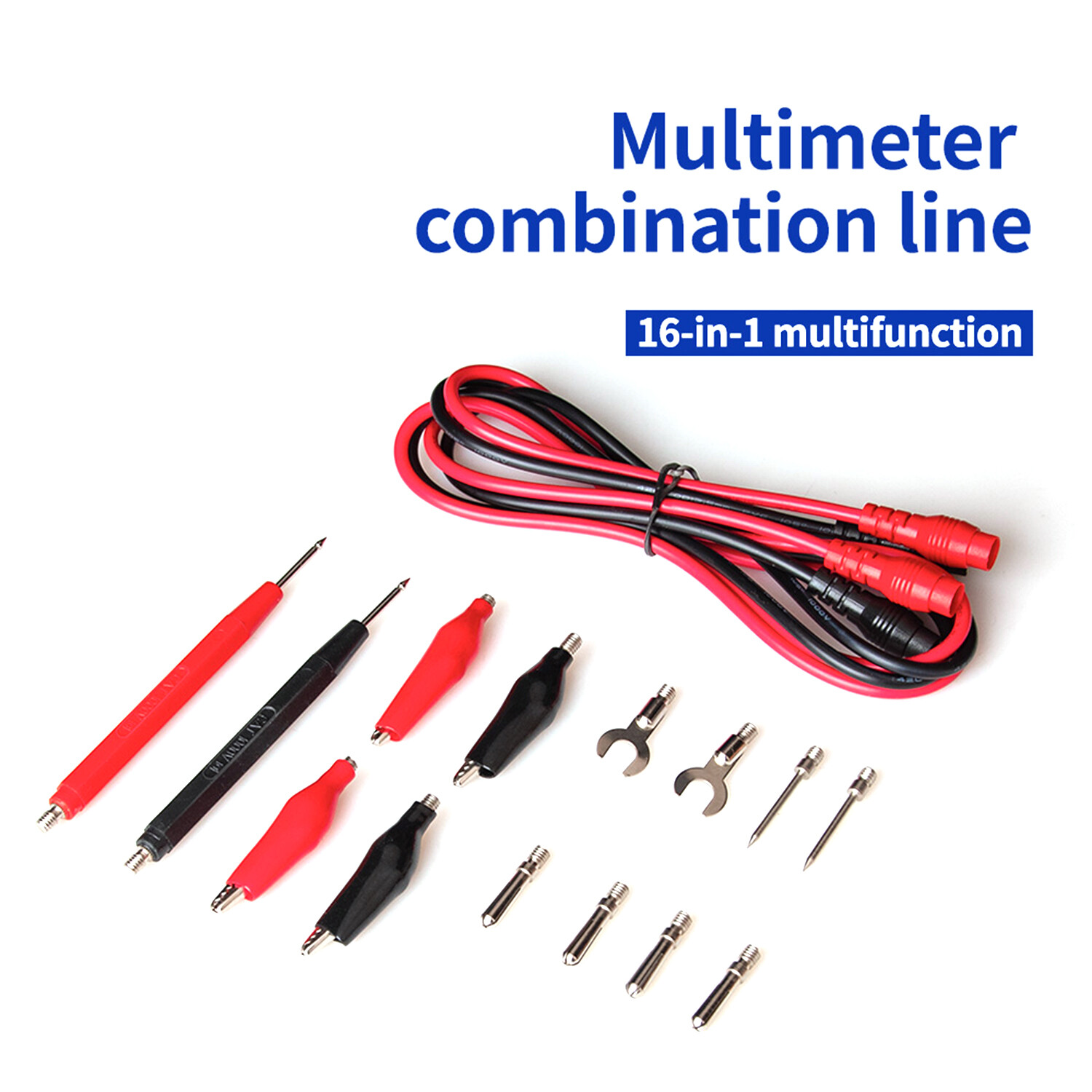 KKmoon 16Pcs Multifunctional Digital Test Lead Set Super Sharp Tips Silicone Test Lines Electronic Test Probe Kit