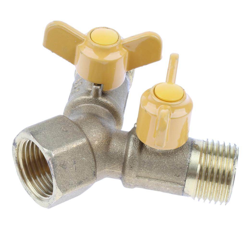 Gazechimp Brass Two Way PLG Natural Gas Pipe Splitter Connector Y Piece Adapter Valve