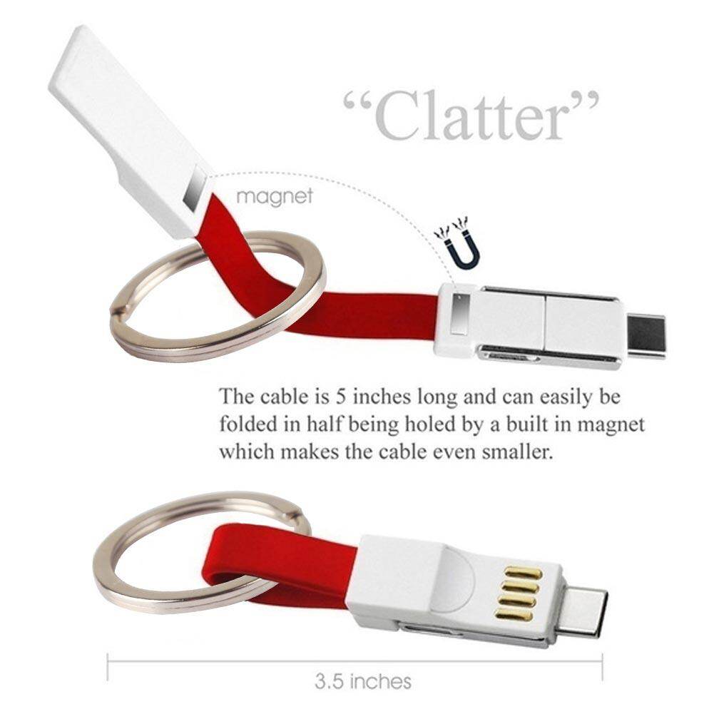 3 in 1 Multi keychain  Charging Cable Portable  Magnetic Travel Short Cables Type C Lightning Micro USB  Compatible iPhone Android All Smartphones