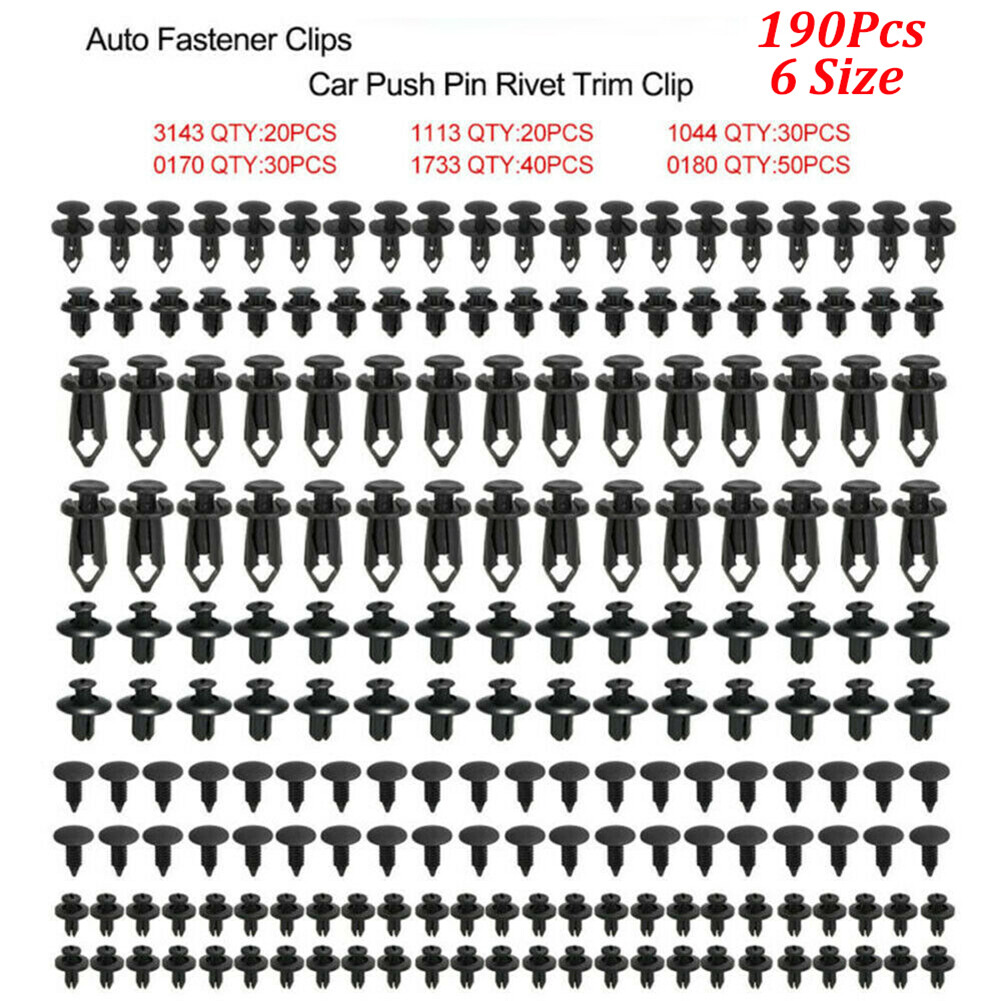 Auto Fastener Plastic Fastener Rivet 190Pcs Car Push Pin Rivet Trim Clips Kit