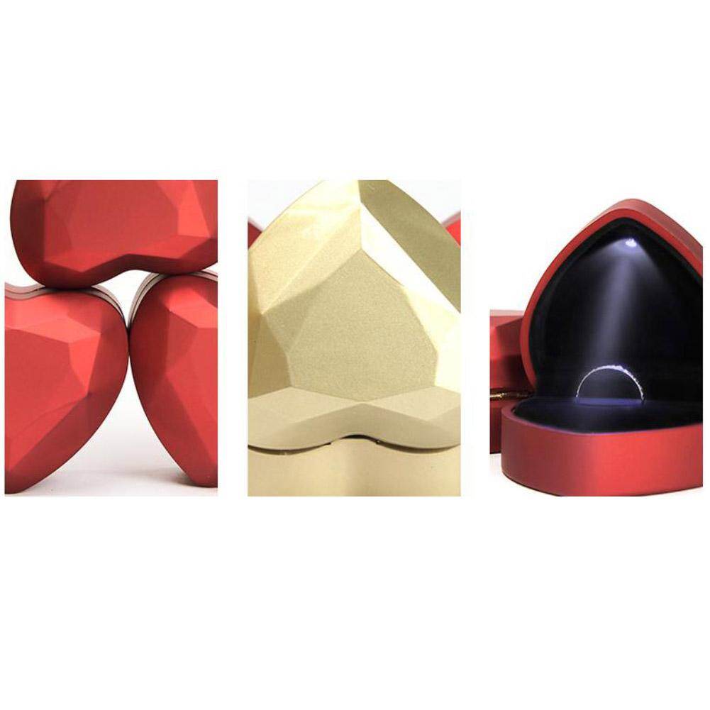 Heart Shape LED Light Ring Holder Box Proposal Wedding Band Display Storage Case
