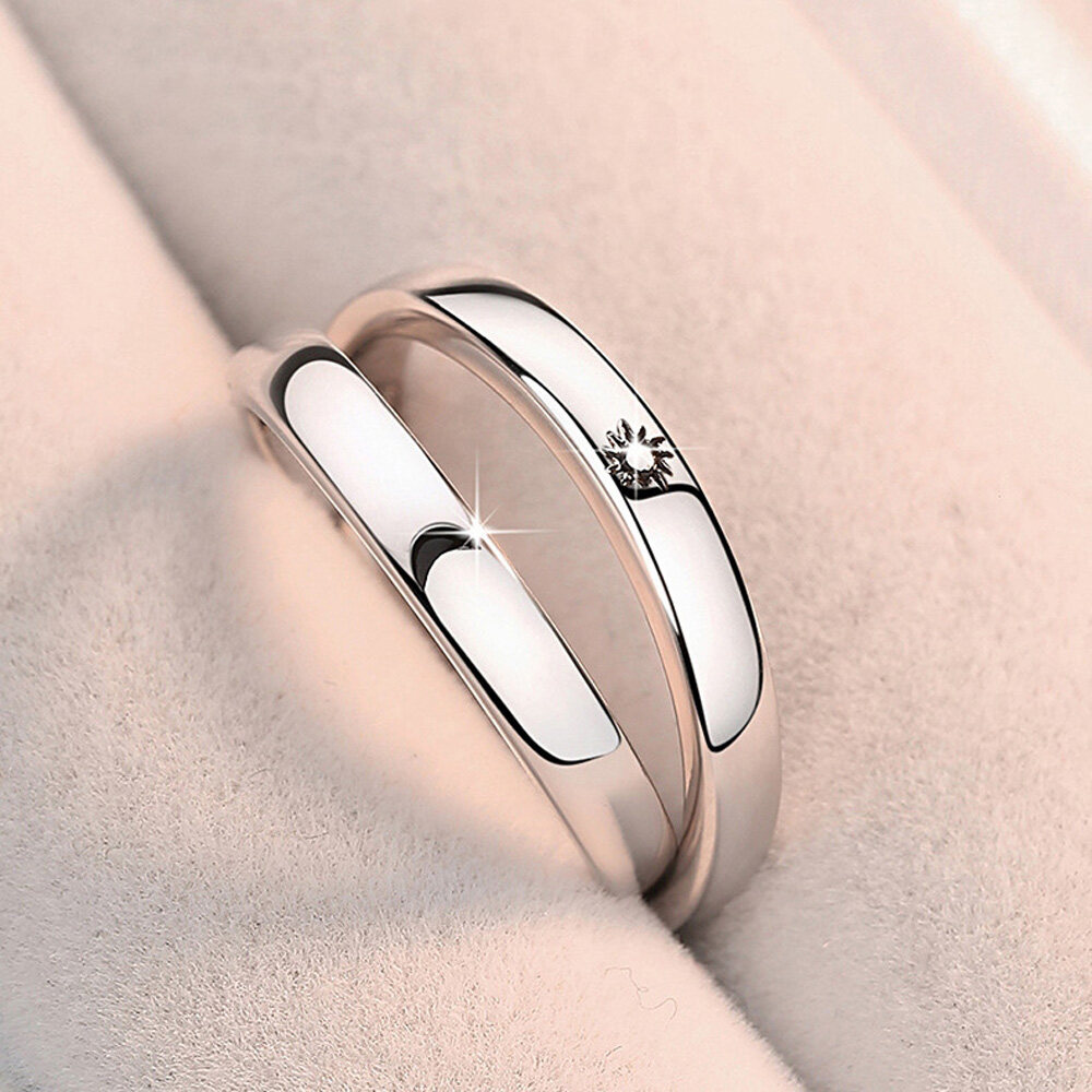 ของขวัญวันวาเลนไทน์แหวนคู่รัก (2วง)อุปกรณ์เสริมแฟชั่น1คู่ผู้หญิงผู้ชายเปิดนิ้วมือชุดแหวนsun Moonแหวนคู่เครื่องประดับหมั้นแหวน. 