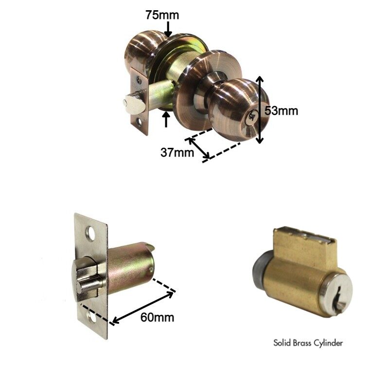 Remax Cylindrical Door Lock Stainless Steel (SS), Antique Copper (AC