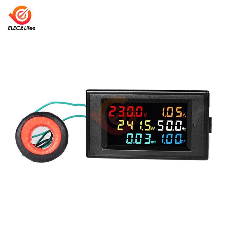 100A LCD Digital Panel Wattmeter Energy Power Meter Voltmeter Ammeter Frequency Indicator AC 110V 220V 380V