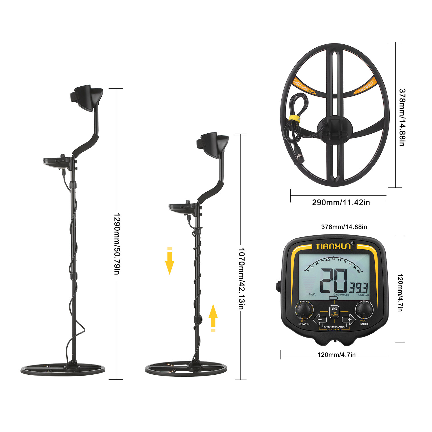 TX850 3.7inch LCD Metal Detector for Gold Prospecting Relic Hunting