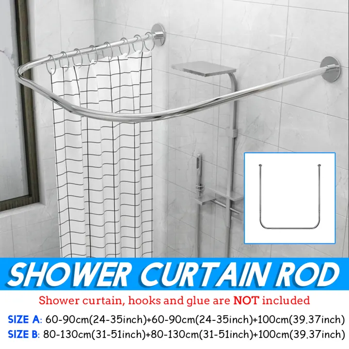 Stainless Steel Adjustable Curved, Shower Curtain Rod Holders For Tile