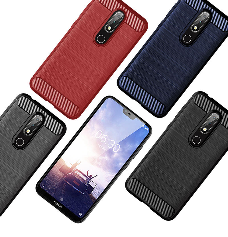 Ốp Lưng Nokia 6.1 Plus Nokia6.1Plus Ốp Lưng Silicon Mềm TPU Sợi Carbon Ốp Điện Thoại Giáp