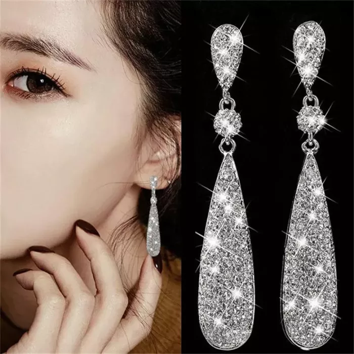 Bông Tai Hình Giọt Nước Sáng Bóng Bông Tai Pin Bạc S925 Bông Tai Khí ...