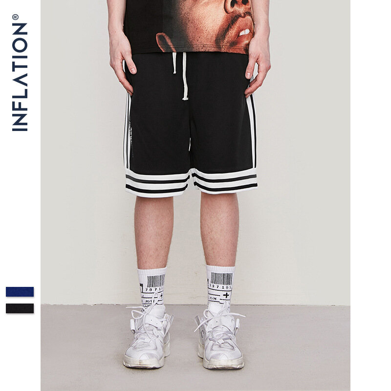Inflation brand men home 2023 summer new European and American style tide brand side stripe boy elastic waist tie boy loose sports beach shorts