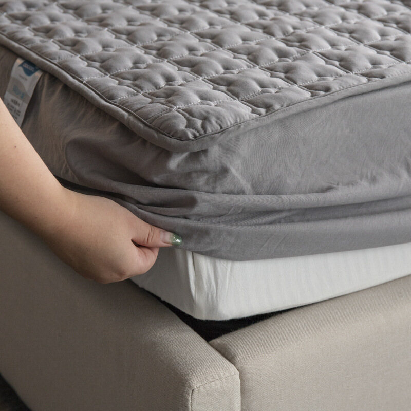 (Special Size)Solid Color Quilted Breathable Fiteed Bed Sheet Mattress Protector Cover Four Seasons Bedspread