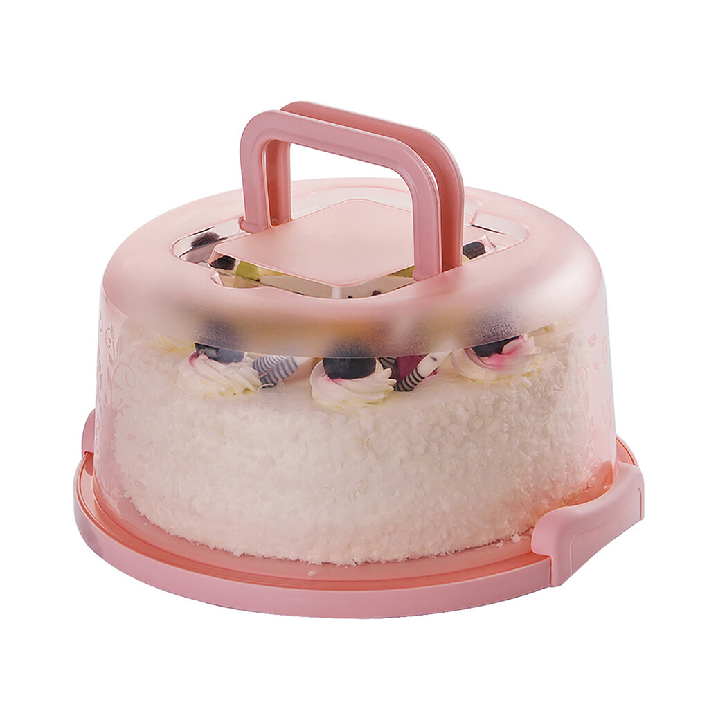 Blesiya Plastic Cake Box Round Cake Storage Carrier Container Lockable Lid