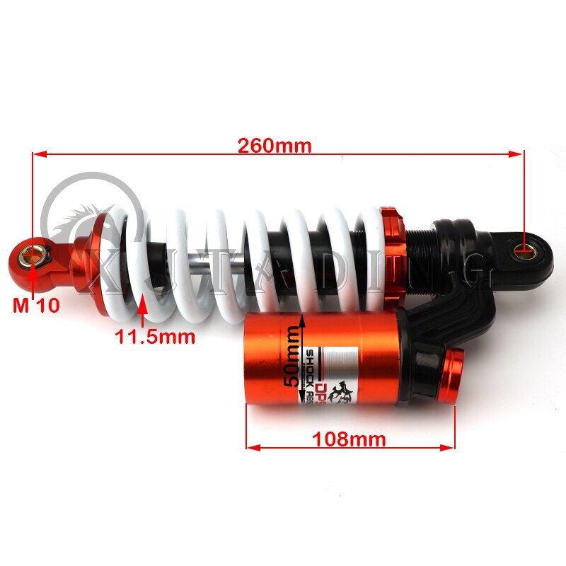 Universal 260/280mm air shock absorber adjustable rear suspension suitable for 125cc 150cc 200cc chinese bull atv kart wave100/110/125 nmax aerox motorcycle parts