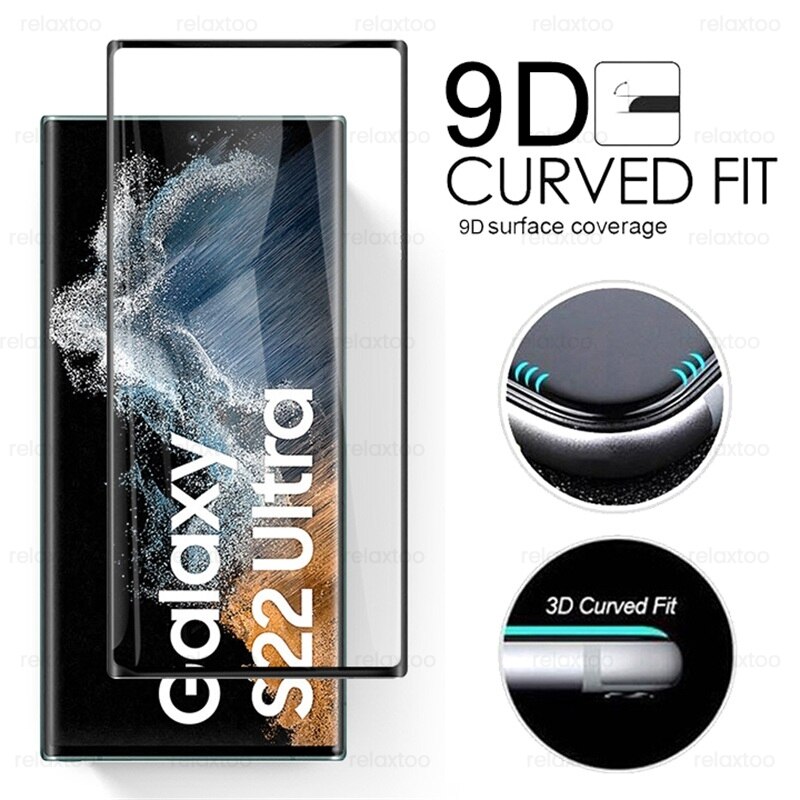 XICCI Tempered Glass for Samsung S22/S22 Plus/S22 Ultra Full Cover Screen Protector Anti-Explosion 9H Complete Covering Full Glue Glass Protective Film