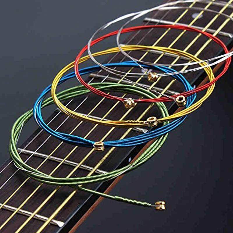 6 Cái/bộ Dây Đàn Guitar Acoustic Cầu Vồng Dây Đàn Guitar Đầy Màu Sắc E-A Cho Guitar Dân Gian Acoustic Guitar Cổ Điển Nhiều Màu