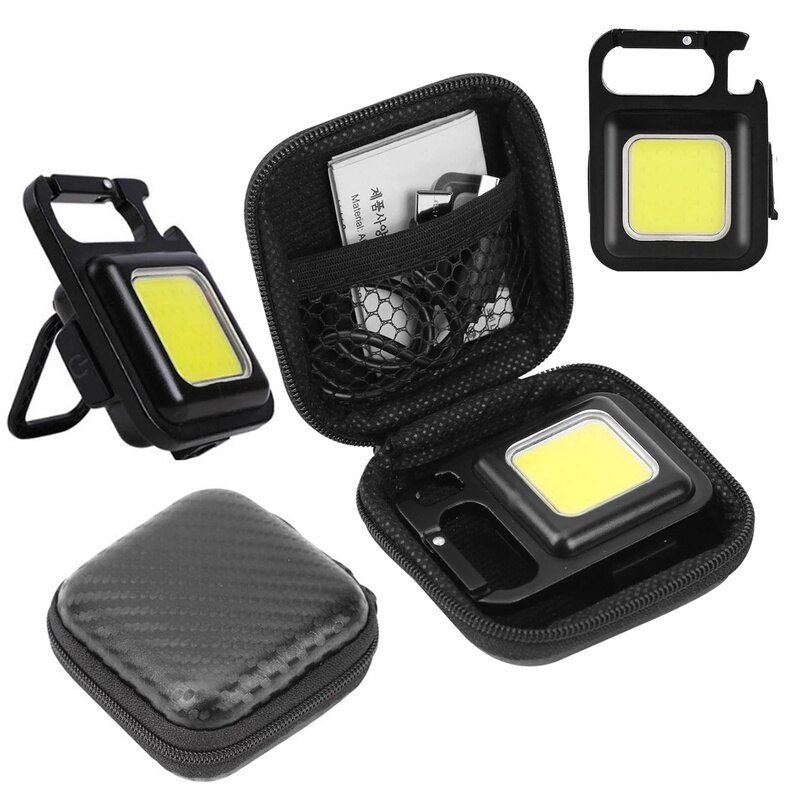 Mini Portable COB LED Keychain Work Light Storage Box EVA Earphone Bag Waterproof