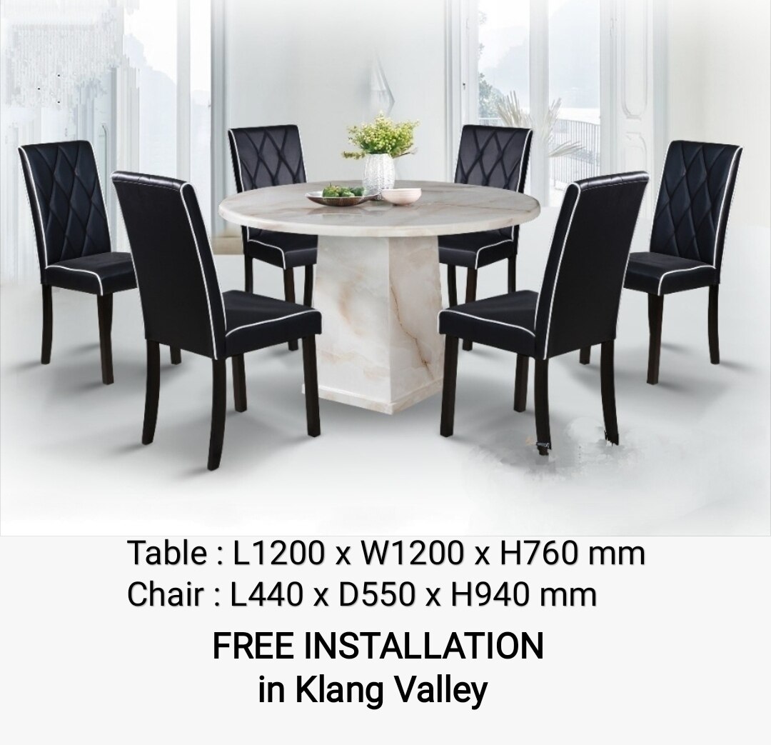 Q 10 1+6 Marble Top Dining Set / 6 Seater Marble Dining Table Set